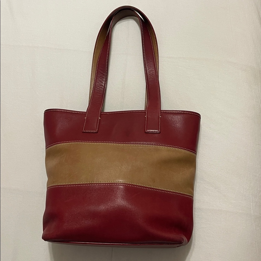 Coach Red&Tan Colorblock Tote 9348